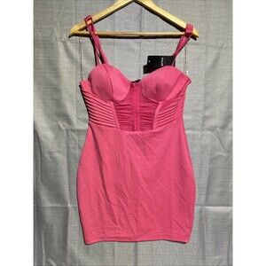 Privy Large Sheer Mesh Corset Mini Dress Bodycon Stretch pink